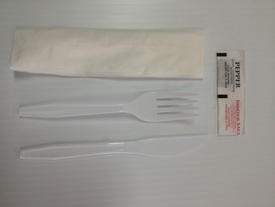 Knife Fork And Napkin With Salt and Pepper